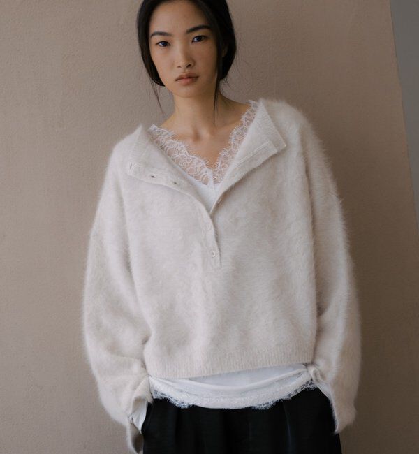  「ファーカシミヤ2WAYヘンリーニット」|ニット・セーター|