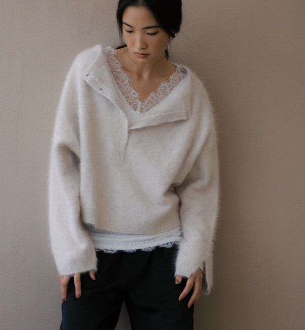 「ファーカシミヤ2WAYヘンリーニット」|ニット・セーター|