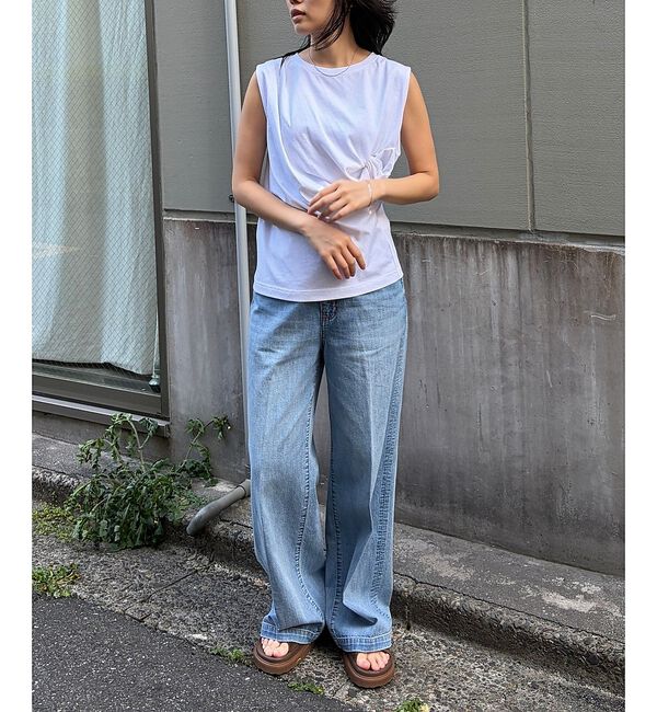 Rouge vif「【接触冷感】【UVカット】【一部店舗限定】ドレープギャザーノースリーブカットソー」|Tシャツ・カットソー|