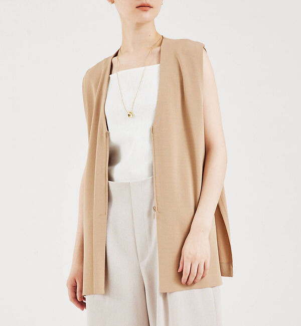 qualite「レーヨンストレッチジレ」|ベスト・ジレ|ベージュ