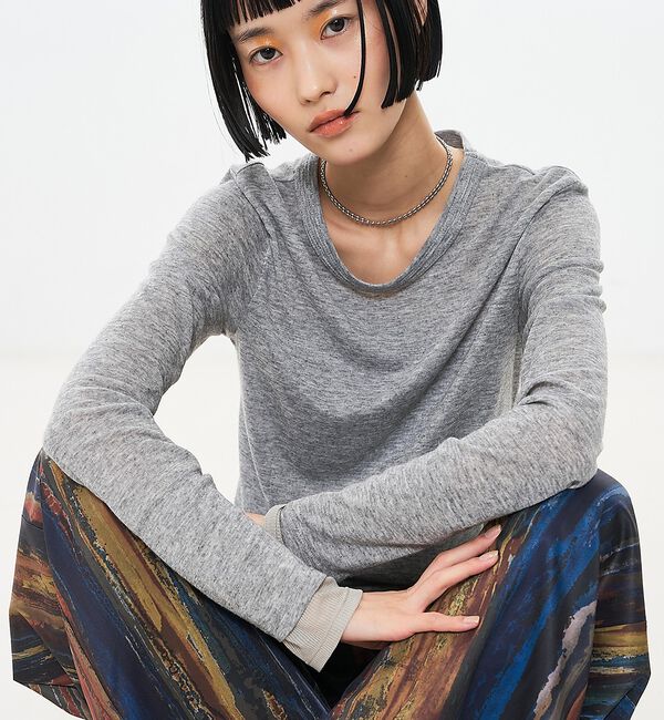 NOMINE「ダブルスリーブ シアー ロンT」|Tシャツ・カットソー|ライトグレー