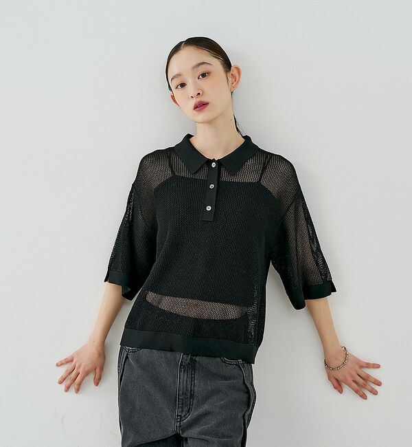 NOMINE「メッシュ ポロニット」|ニット・セーター|