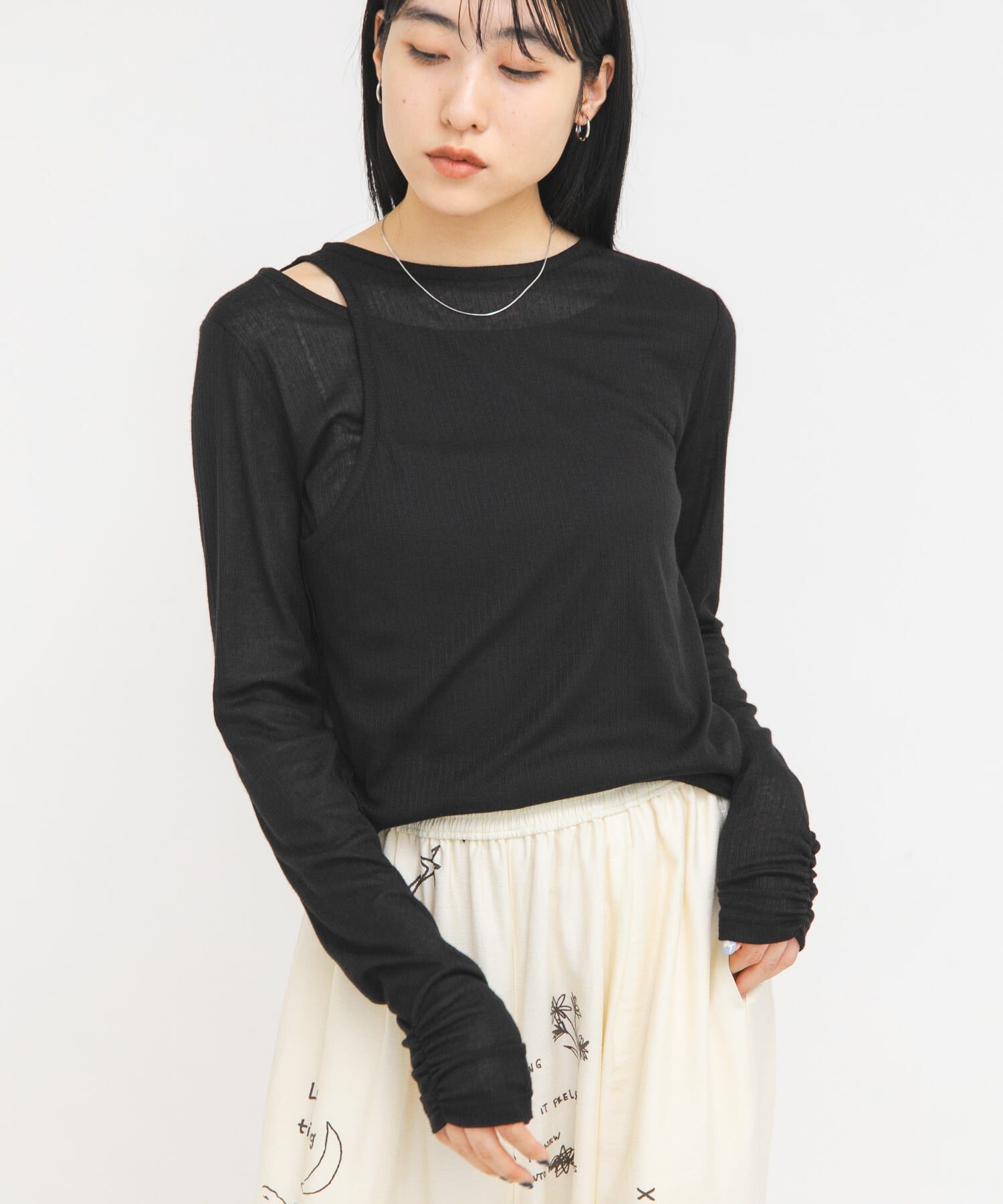  「アシメレイヤードTEE」|Tシャツ・カットソー|