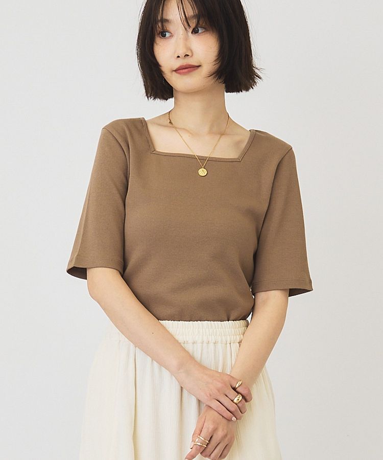 AMERICAN HOLIC「【接触冷感・UVカット】スクエアネック5分袖プルオーバー」|Tシャツ・カットソー|