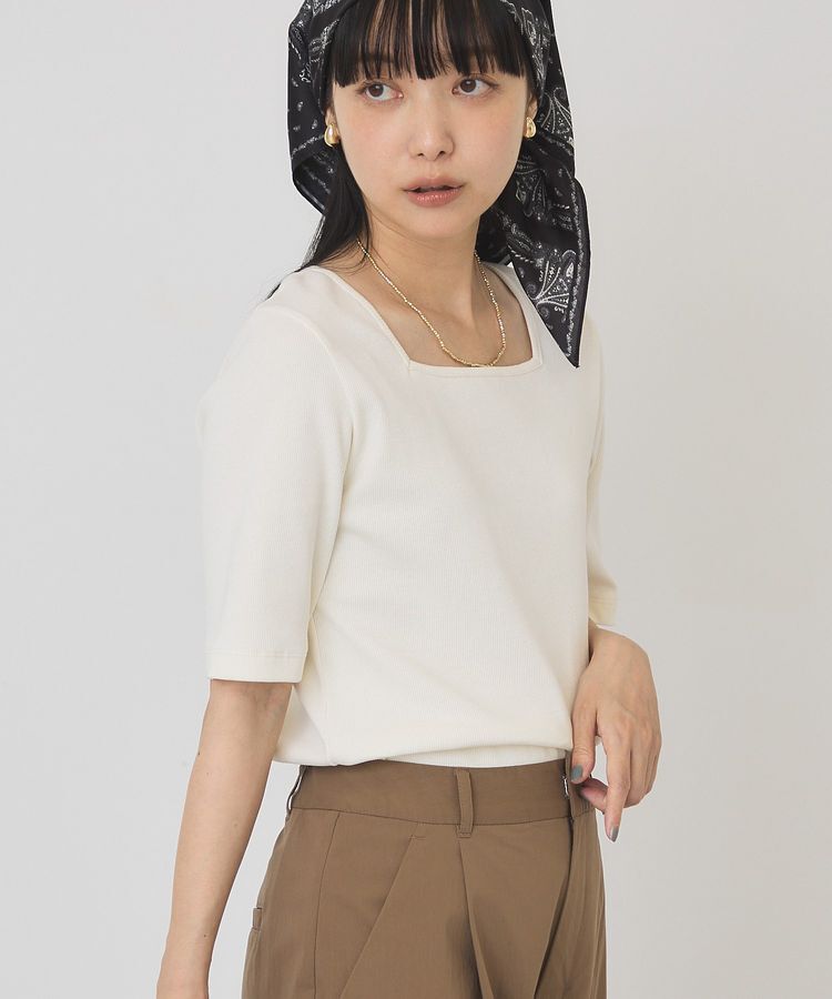 AMERICAN HOLIC「【接触冷感・UVカット】スクエアネック5分袖プルオーバー」|Tシャツ・カットソー|