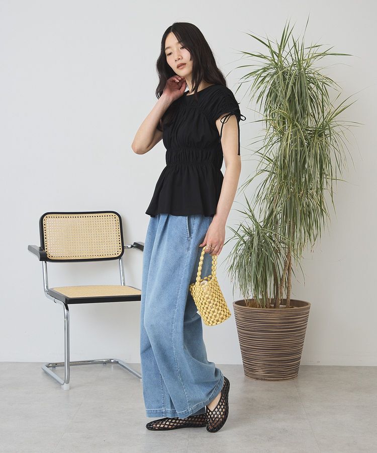 AMERICAN HOLIC「【接触冷感】シャーリングショルダーリボンプルオーバー」|Tシャツ・カットソー|