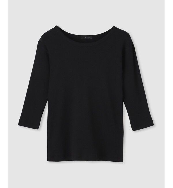 allureville「テレコ3/4スリーブボートネックプルオーバ」|Tシャツ・カットソー|ブラック