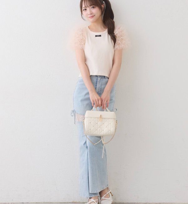  「【SMサイズ展開】レースビジュー美脚フレアデニム」|その他|