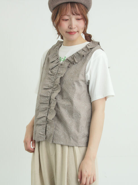 Samansa Mos2「【メルヘン&times;Samansa Mos2】総刺繍ベスト」|ダウンベスト・ベスト|