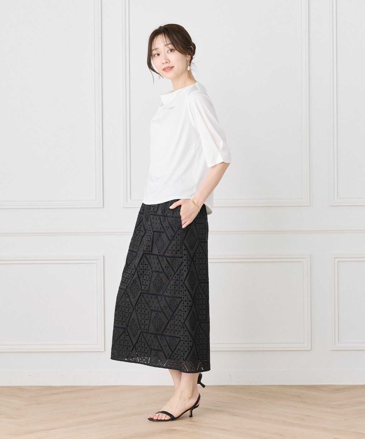 Le Souk「《大きいサイズ》サテンドレーププルオーバー《日本製》」|Tシャツ・カットソー|