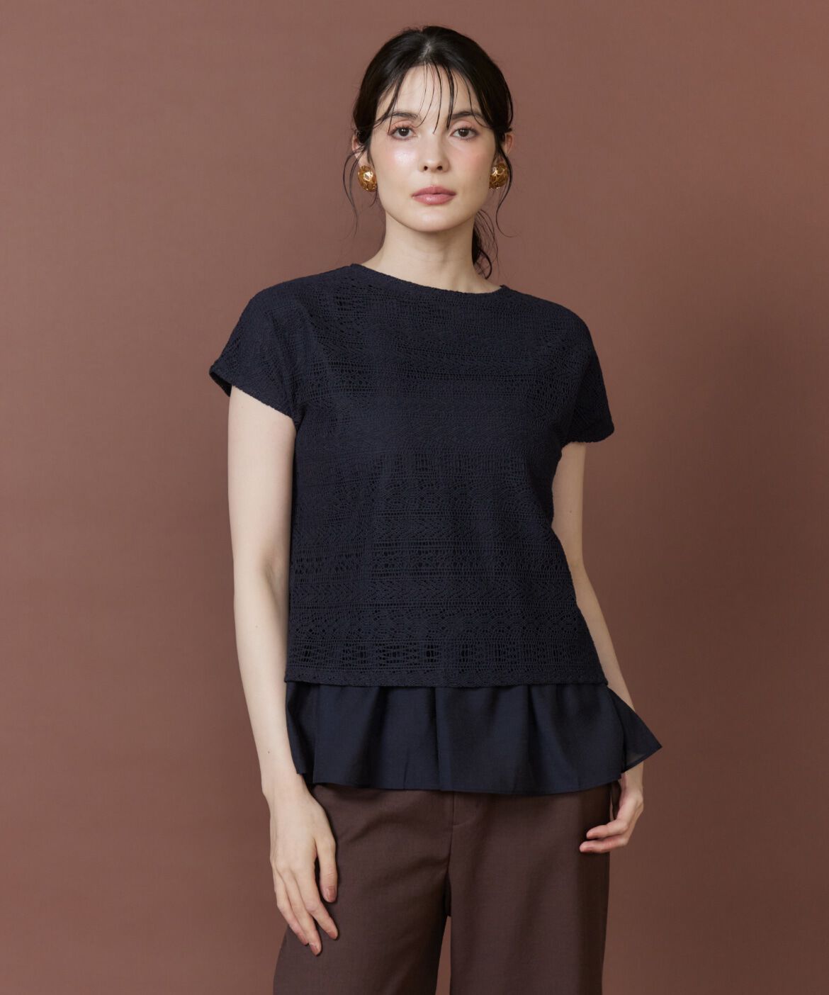 7-IDconcept.「《大きいサイズ》シアードッキングレースプルオーバー」|Tシャツ・カットソー|ネイビー