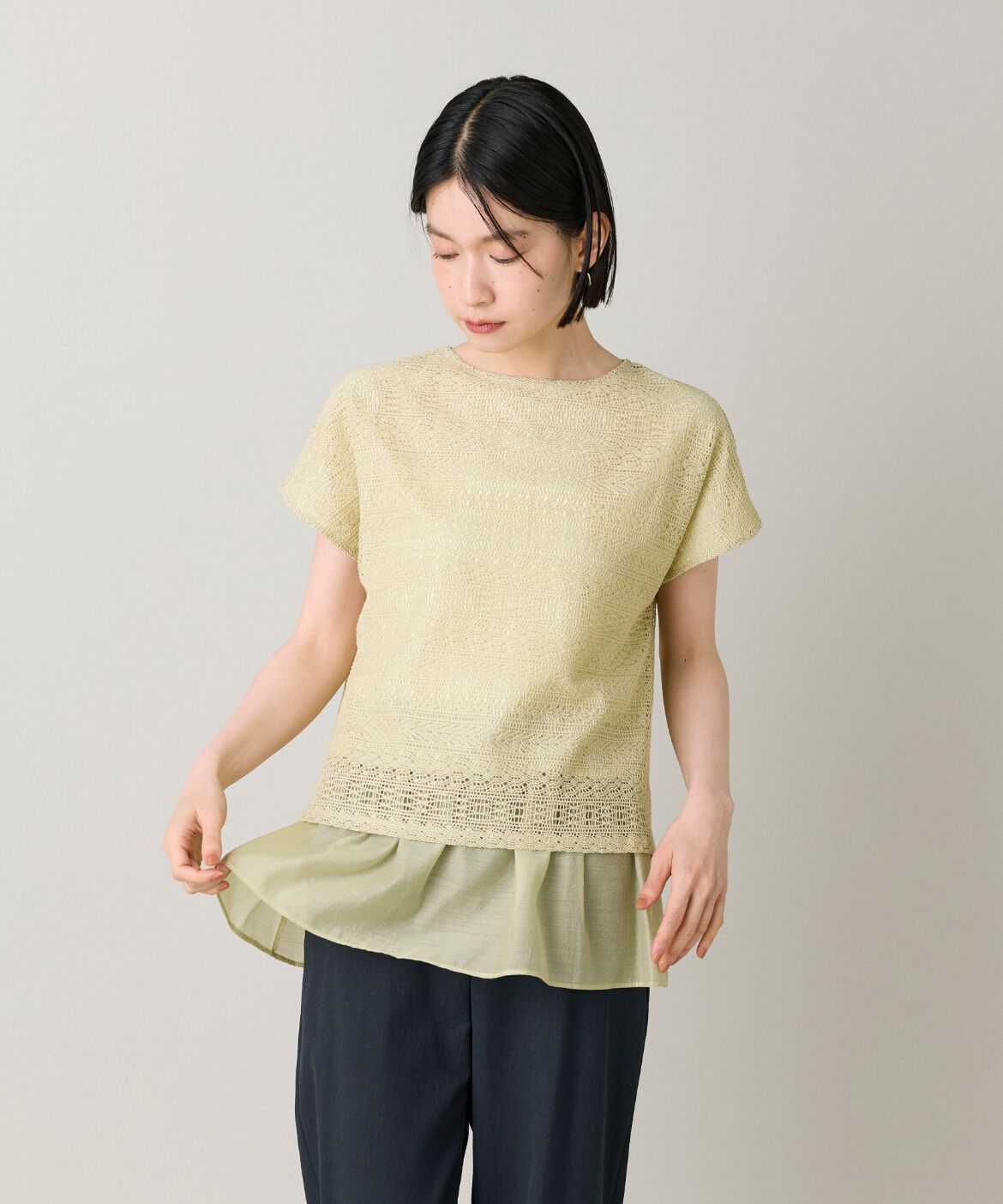 7-IDconcept.「《大きいサイズ》シアードッキングレースプルオーバー」|Tシャツ・カットソー|