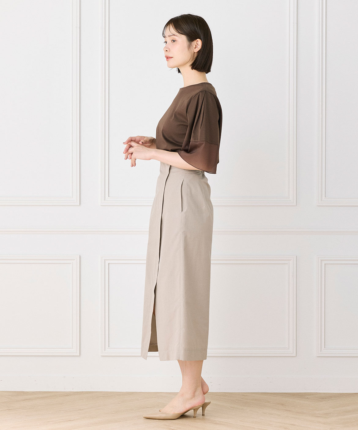 INED「ラップ風ストレートシルエットスカート」|タイト|