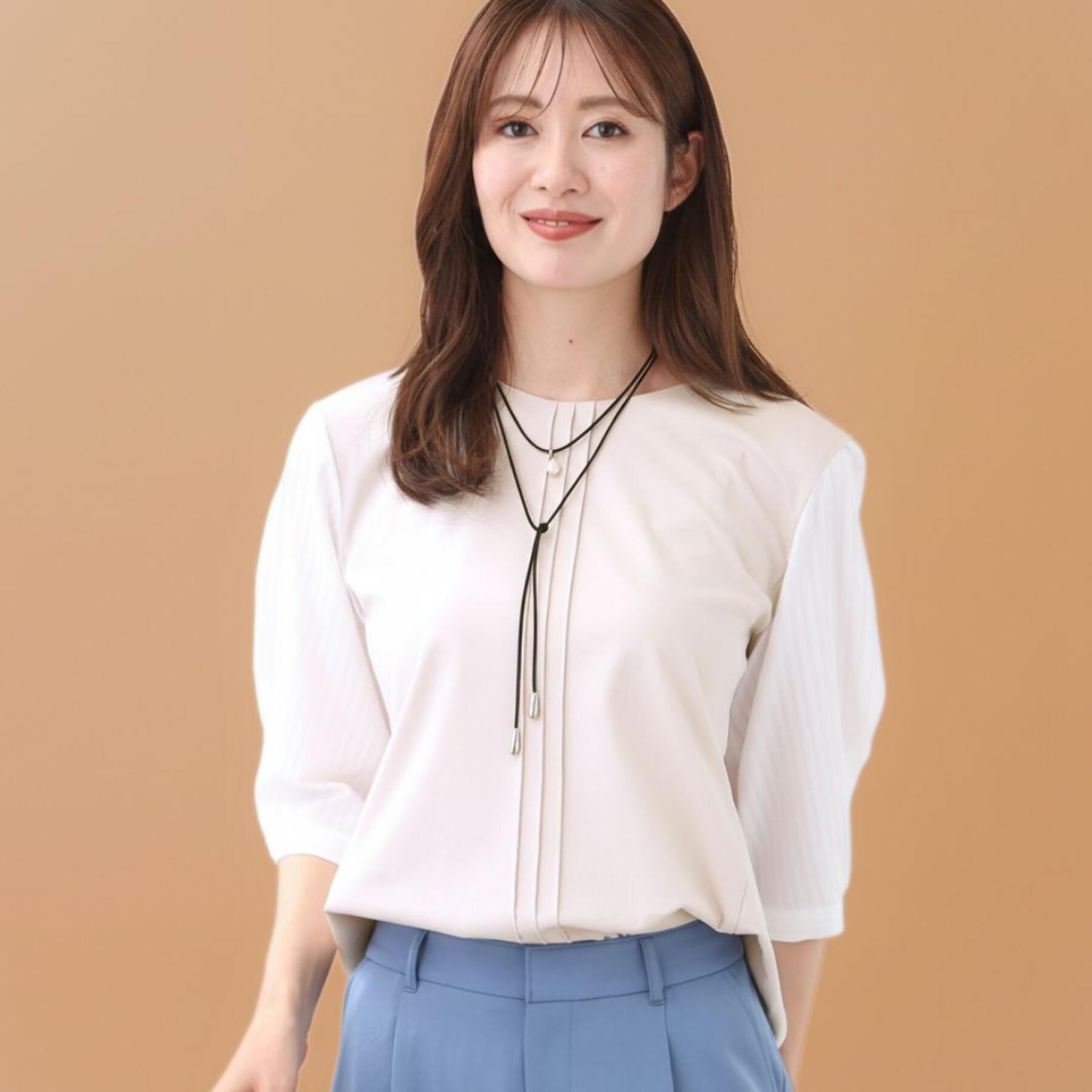 Reflect「【体型カバー／腰周りカバー】長め丈プルオーバージャージ」|Tシャツ・カットソー|ライトベージュ(55