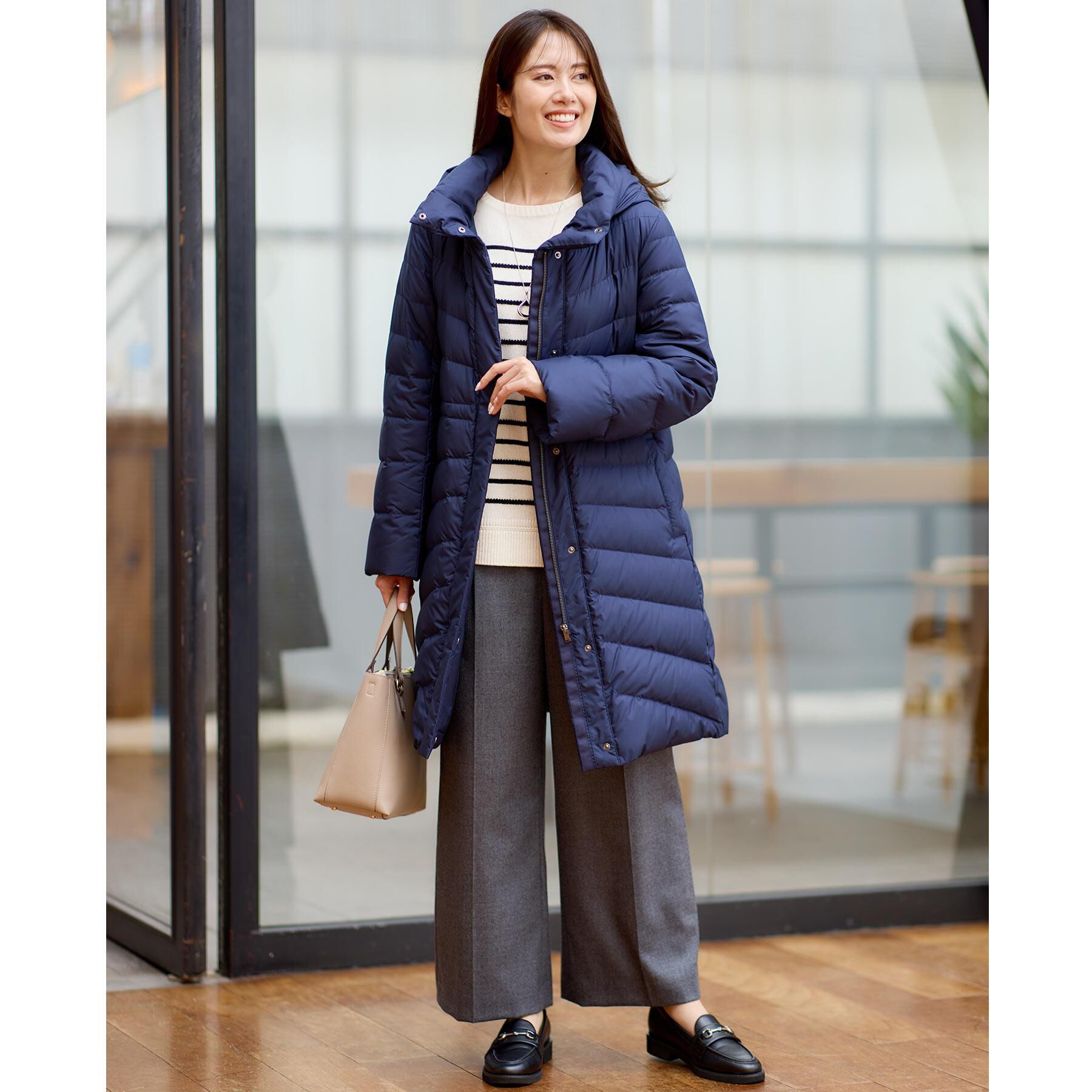 Reflect「【SS-4Lサイズ／ウエスト調整可】フーデッドロングダウンコート」|ダウン|