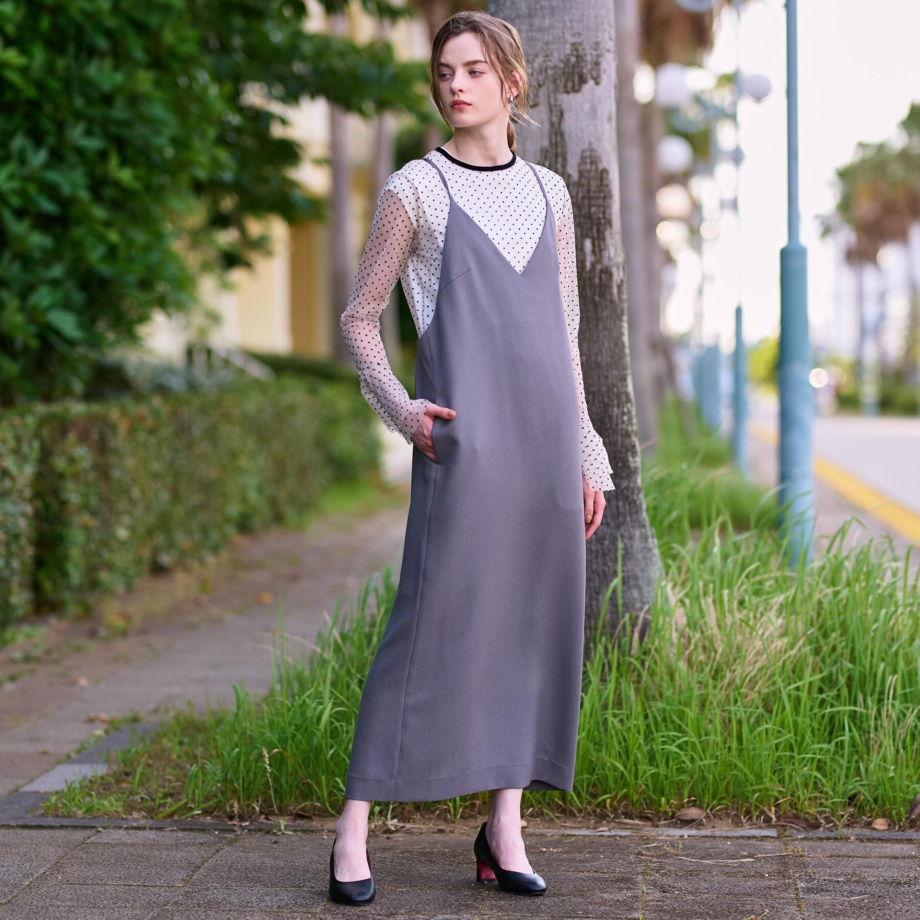 DRESSTERIOR「◆【美人百花/モデル美香着用】コンフォートアイラインキャミワンピース」|ワンピース|