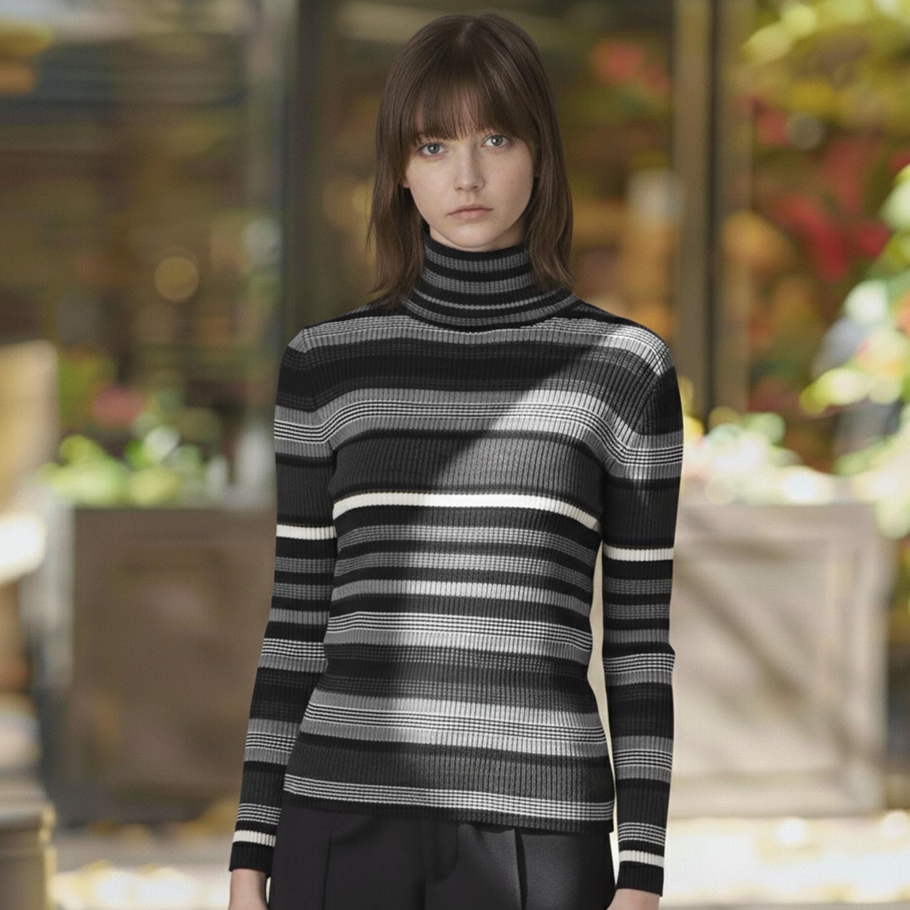 DRESSTERIOR「シルクブレンドメリノウールリブプルオーバー」|ニット・セーター|チャコールグレー(3