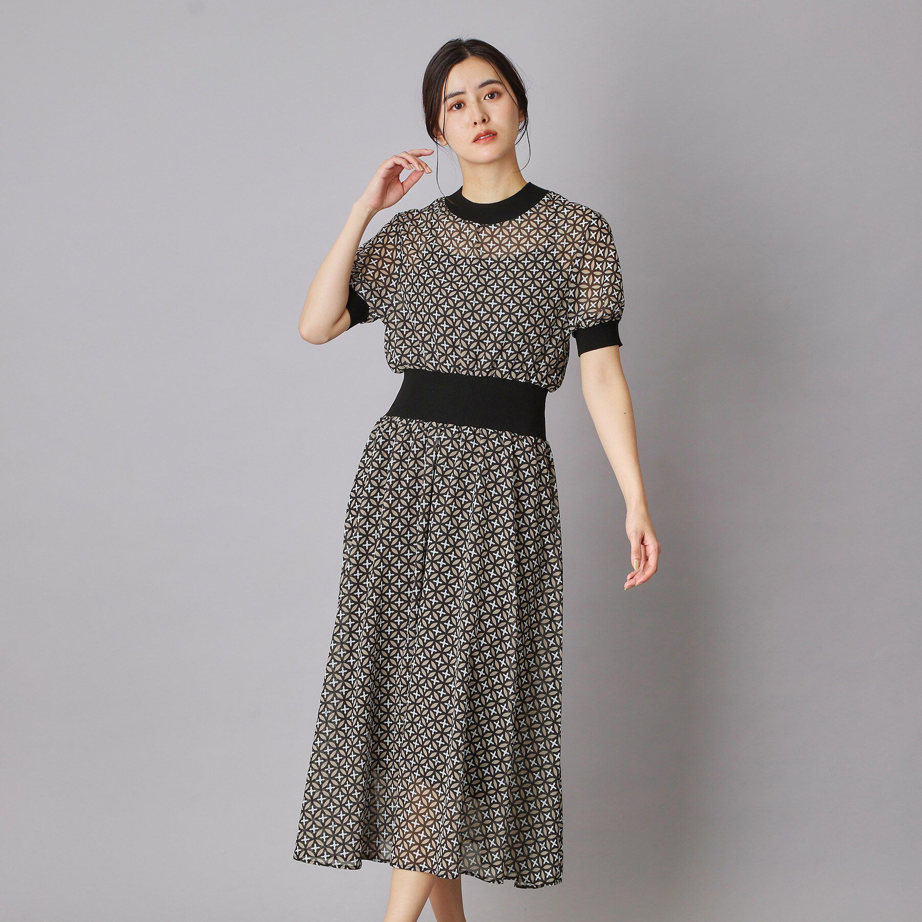 DRESSTERIOR「【再入荷/otonaMUSE5月号掲載/ウォッシャブル】オーバーラップサークル シアードレス」|ワンピース|