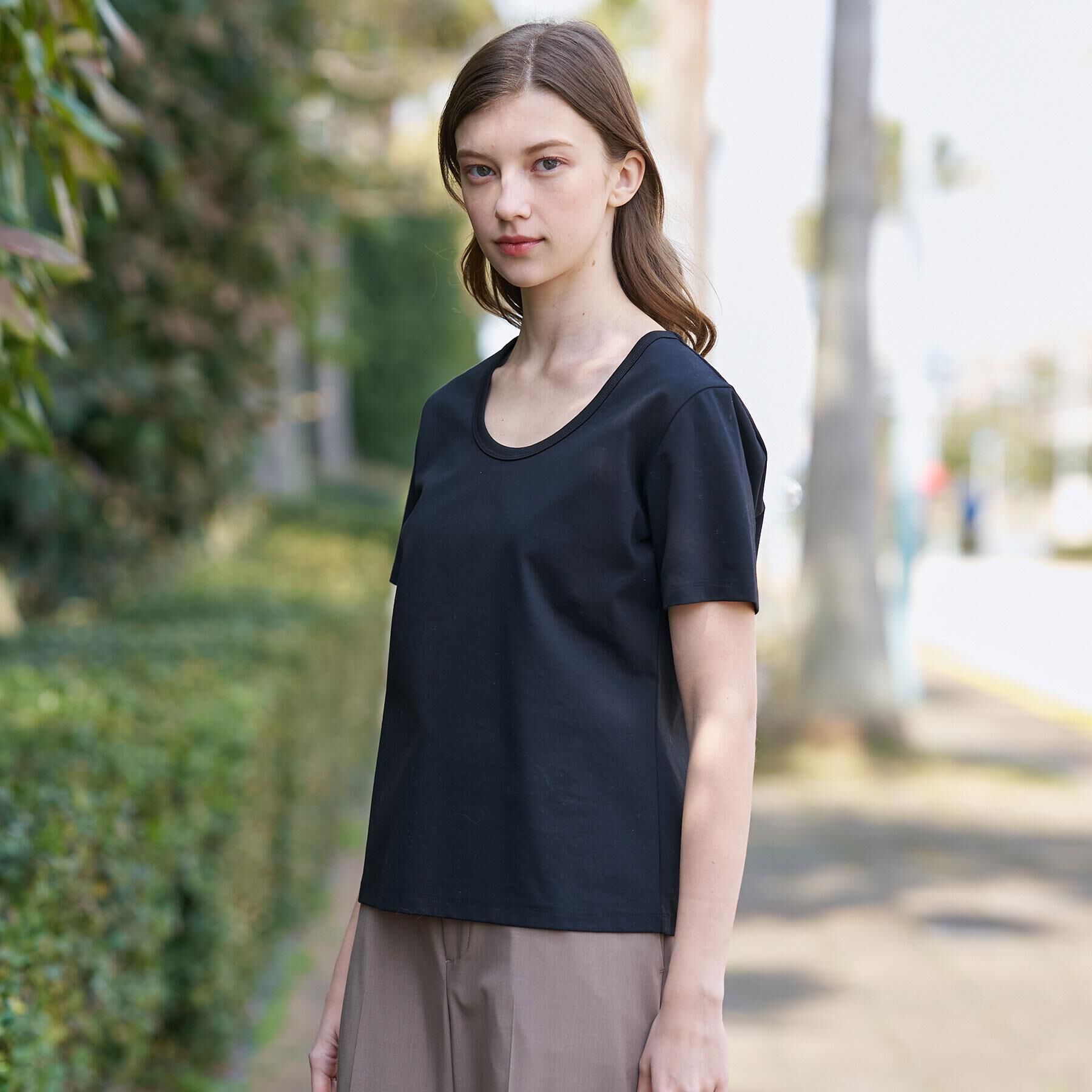 DRESSTERIOR「【接触冷感/抗菌防臭/UVカット】クールデオドラント UネックTシャツ」|Tシャツ・カットソー|