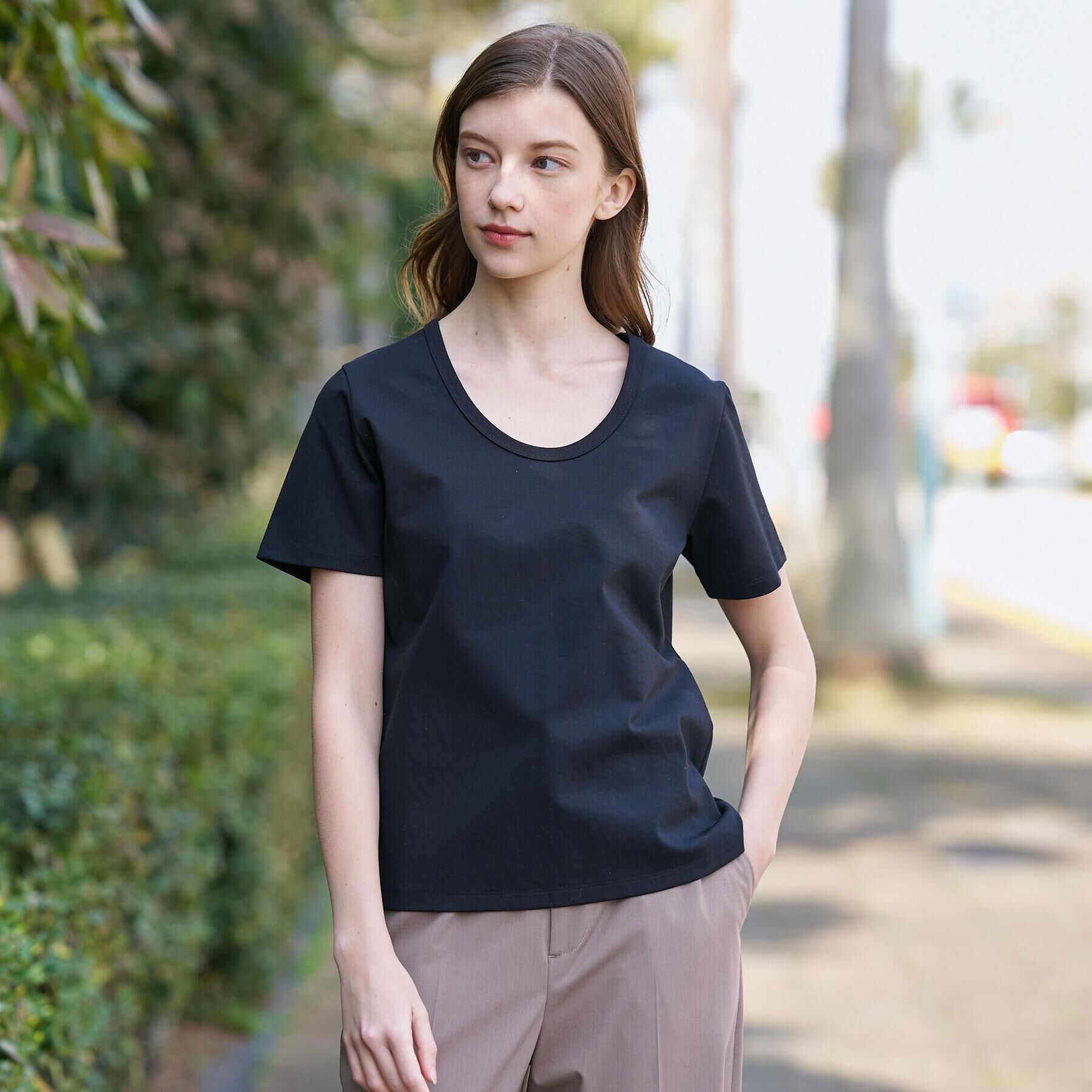 DRESSTERIOR「【接触冷感/抗菌防臭/UVカット】クールデオドラント UネックTシャツ」|Tシャツ・カットソー|