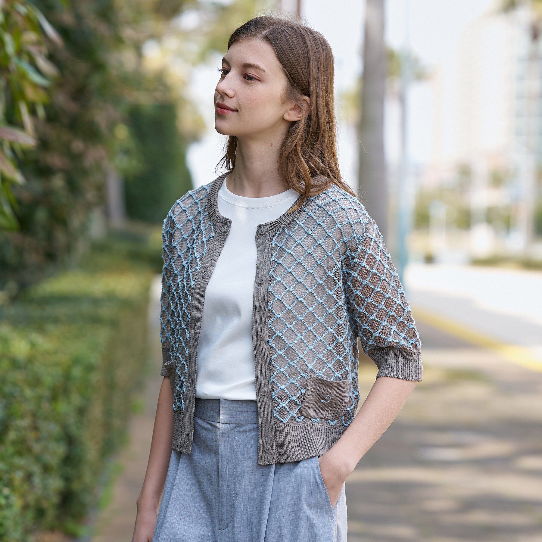 DRESSTERIOR「【ウォッシャブル】フィッシュネットニットシャツカーディガン」|カーディガン|