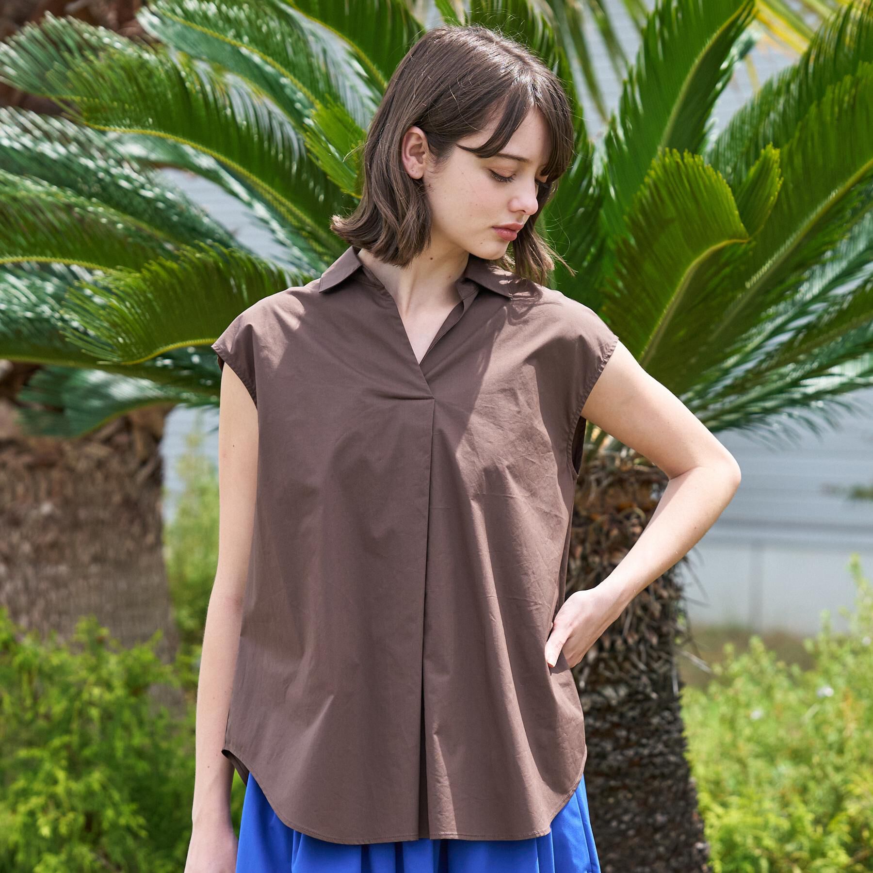 DRESSTERIOR「フレンチスリーブ スキッパーブラウス」|シャツ・ブラウス|