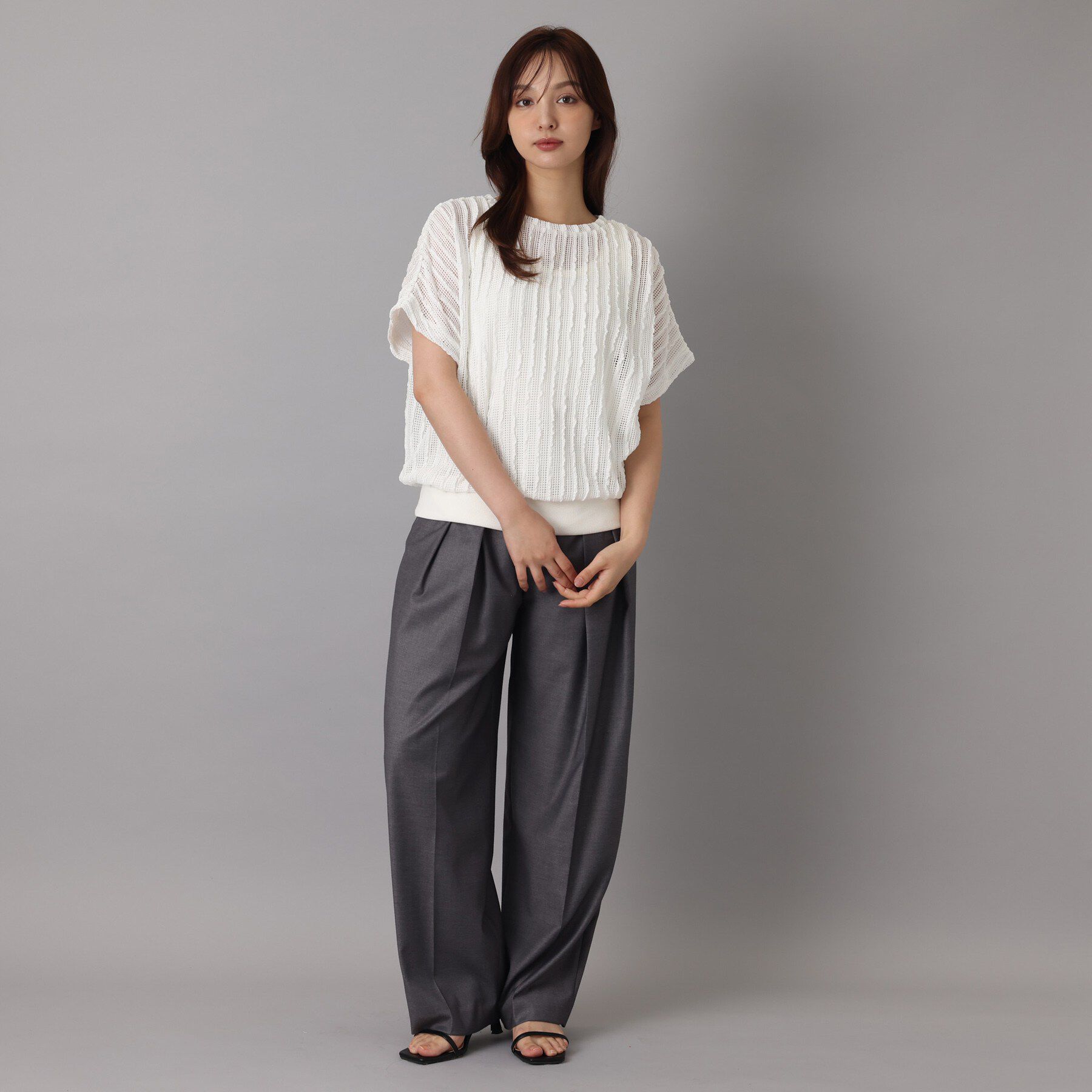 DRESSTERIOR「【体型カバー/日除け】ドルマンスリーブ シアーメッシュプルオーバー」|Tシャツ・カットソー|