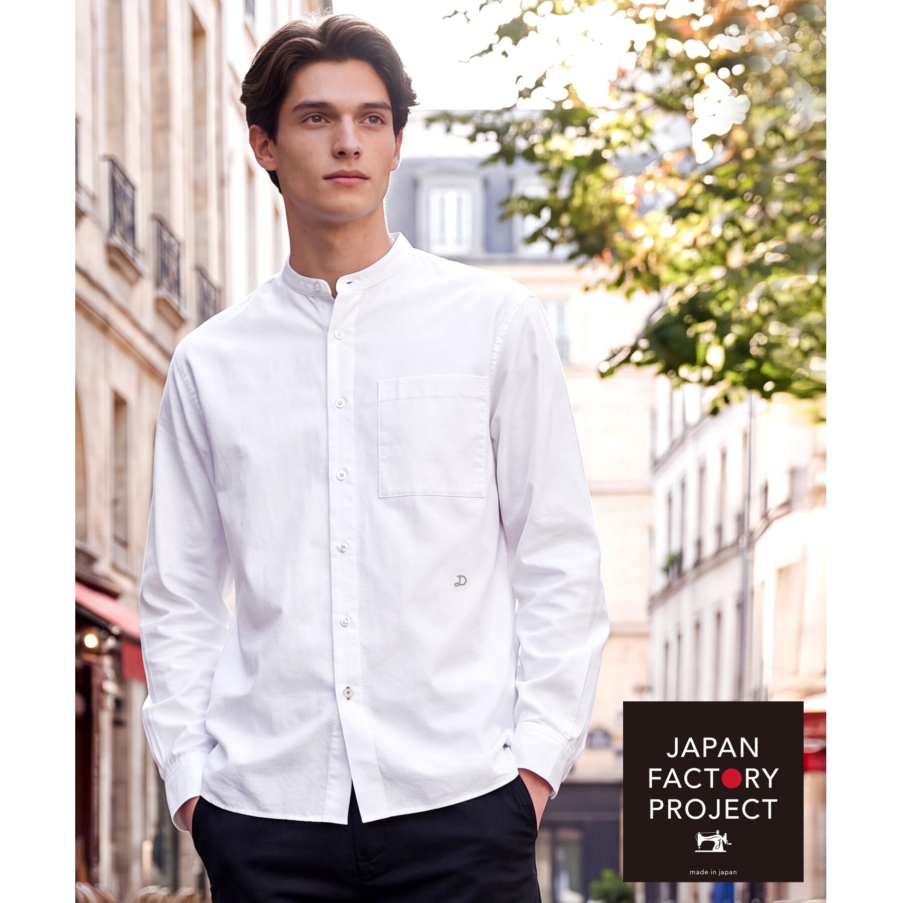 DRESSTERIOR「【日本製】バンドカラー　高密度ツイルシャツ」|シャツ・ブラウス|ホワイト(001)