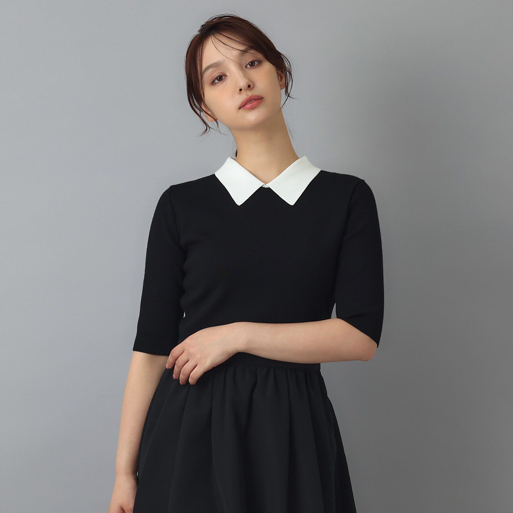 DRESSTERIOR「バイカラーニットコンビワンピース」|ワンピース|