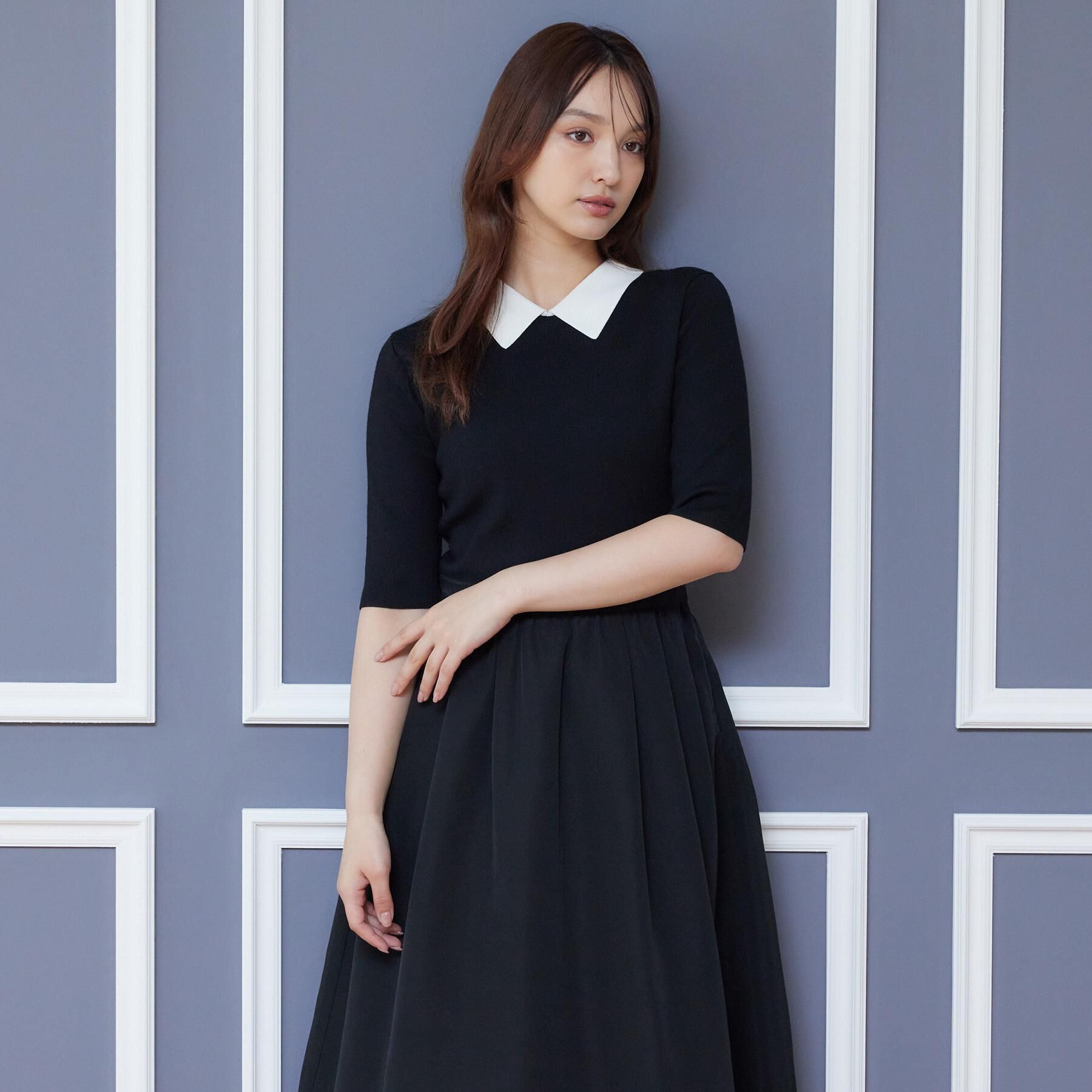 DRESSTERIOR「バイカラーニットコンビワンピース」|ワンピース|