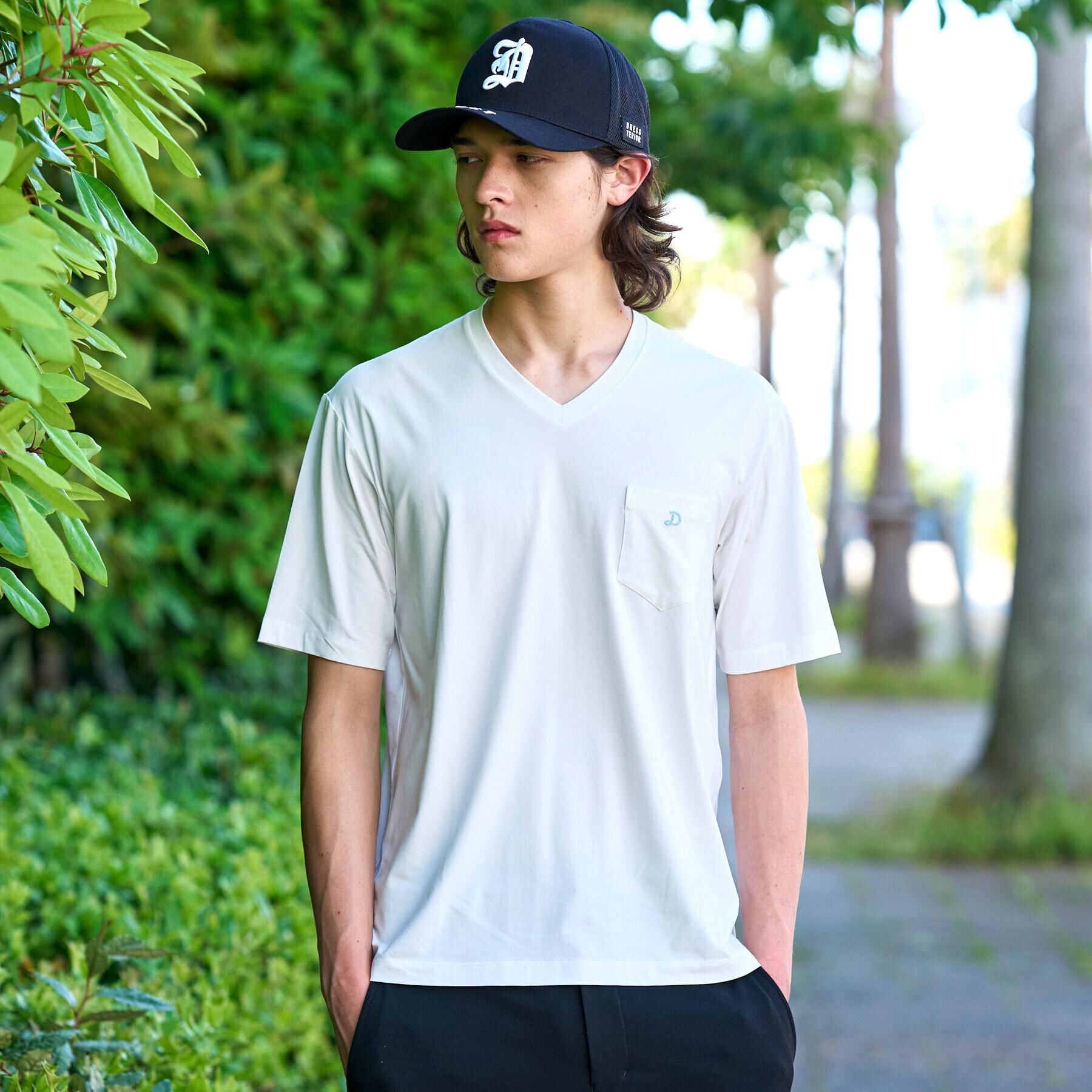 DRESSTERIOR「VネックインナーTシャツ」|Tシャツ・カットソー|ホワイト(001)