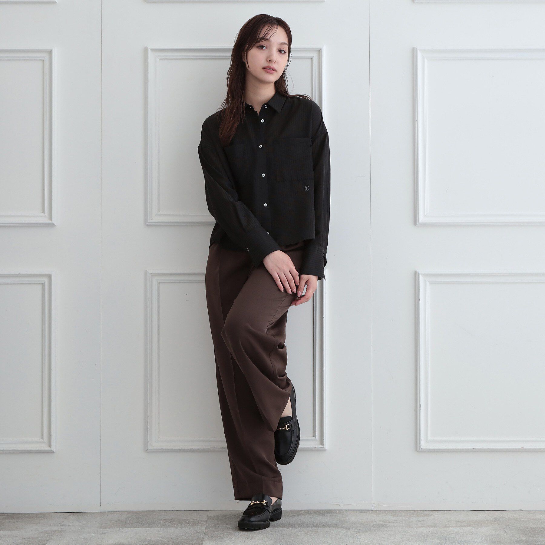 DRESSTERIOR「シアーストライプクロップドシャツ」|シャツ・ブラウス|