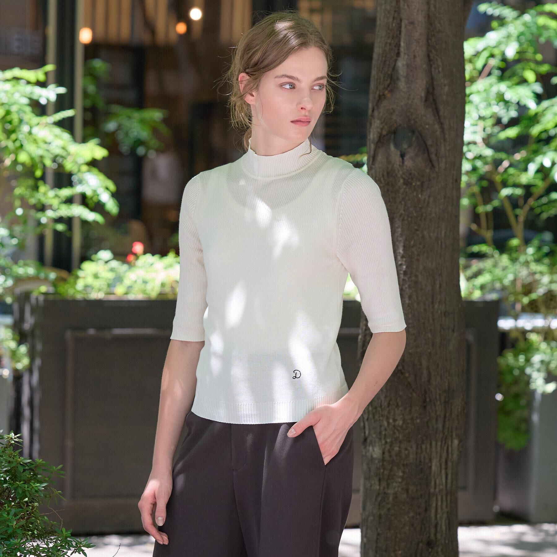 DRESSTERIOR「【接触冷感】クールタッチカットハーフスリーブプルオーバー」|ニット・セーター|