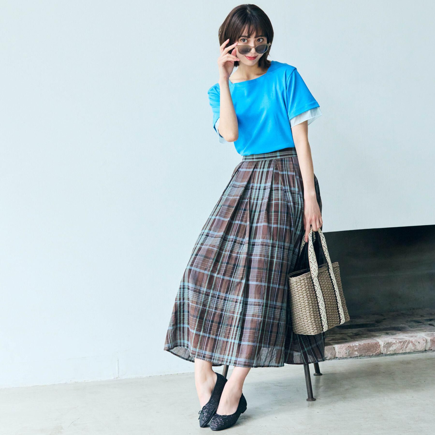 grove「【二の腕カバー/UVカット・ひんやり】袖口シアースクエアネックTシャツ」|Tシャツ・カットソー|
