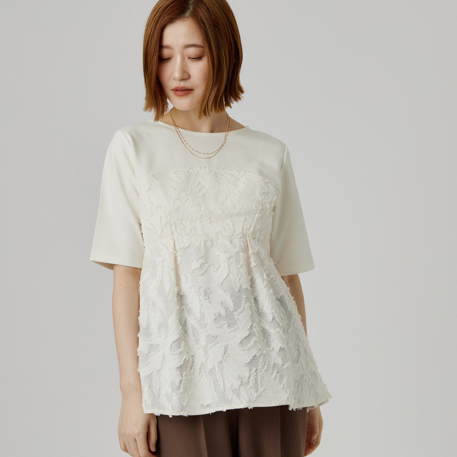 grove「ジャカードドッキングカットソー」|Tシャツ・カットソー|