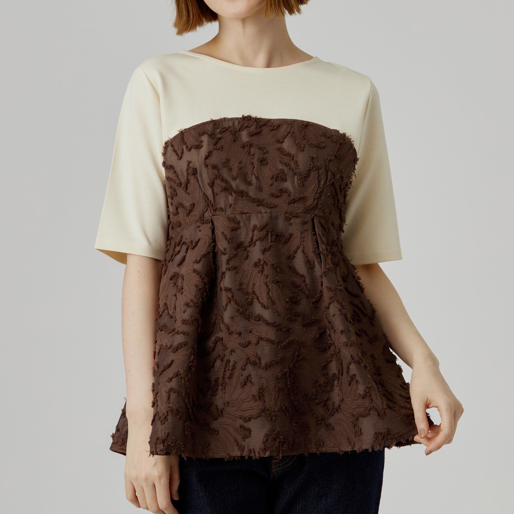 grove「ジャカードドッキングカットソー」|Tシャツ・カットソー|