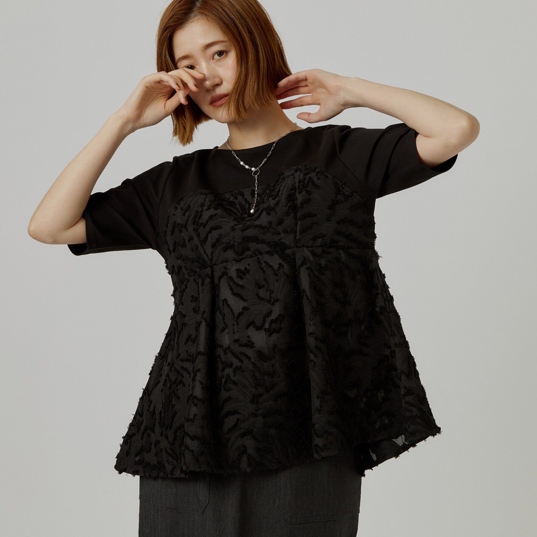 grove「ジャカードドッキングカットソー」|Tシャツ・カットソー|
