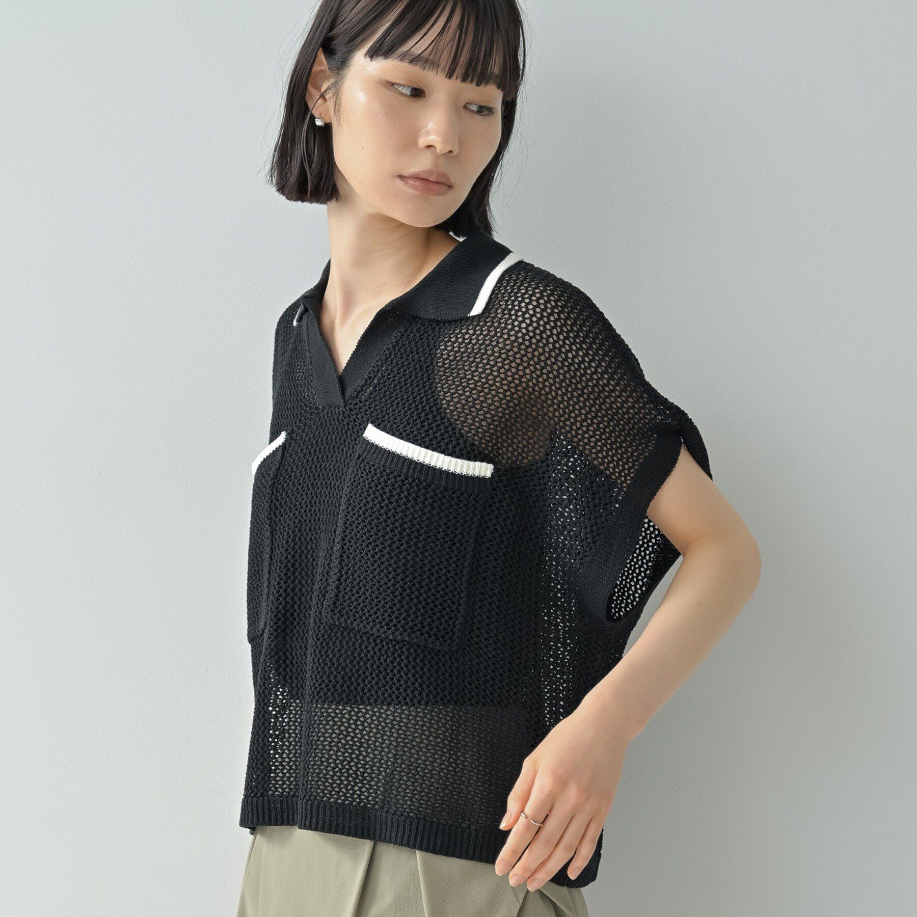 GALLEST「メッシュポロドルマンニット」|ニット・セーター|