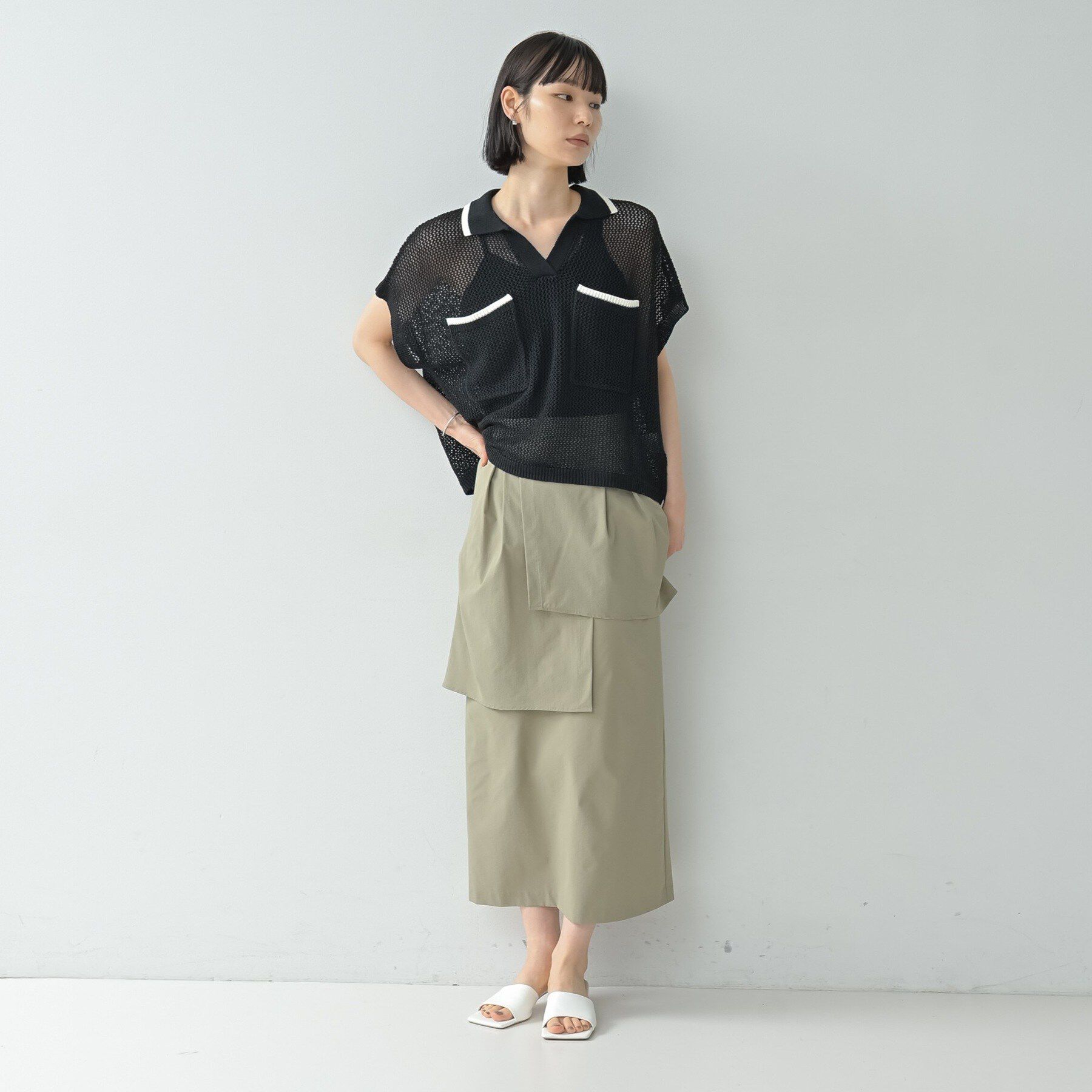 GALLEST「メッシュポロドルマンニット」|ニット・セーター|