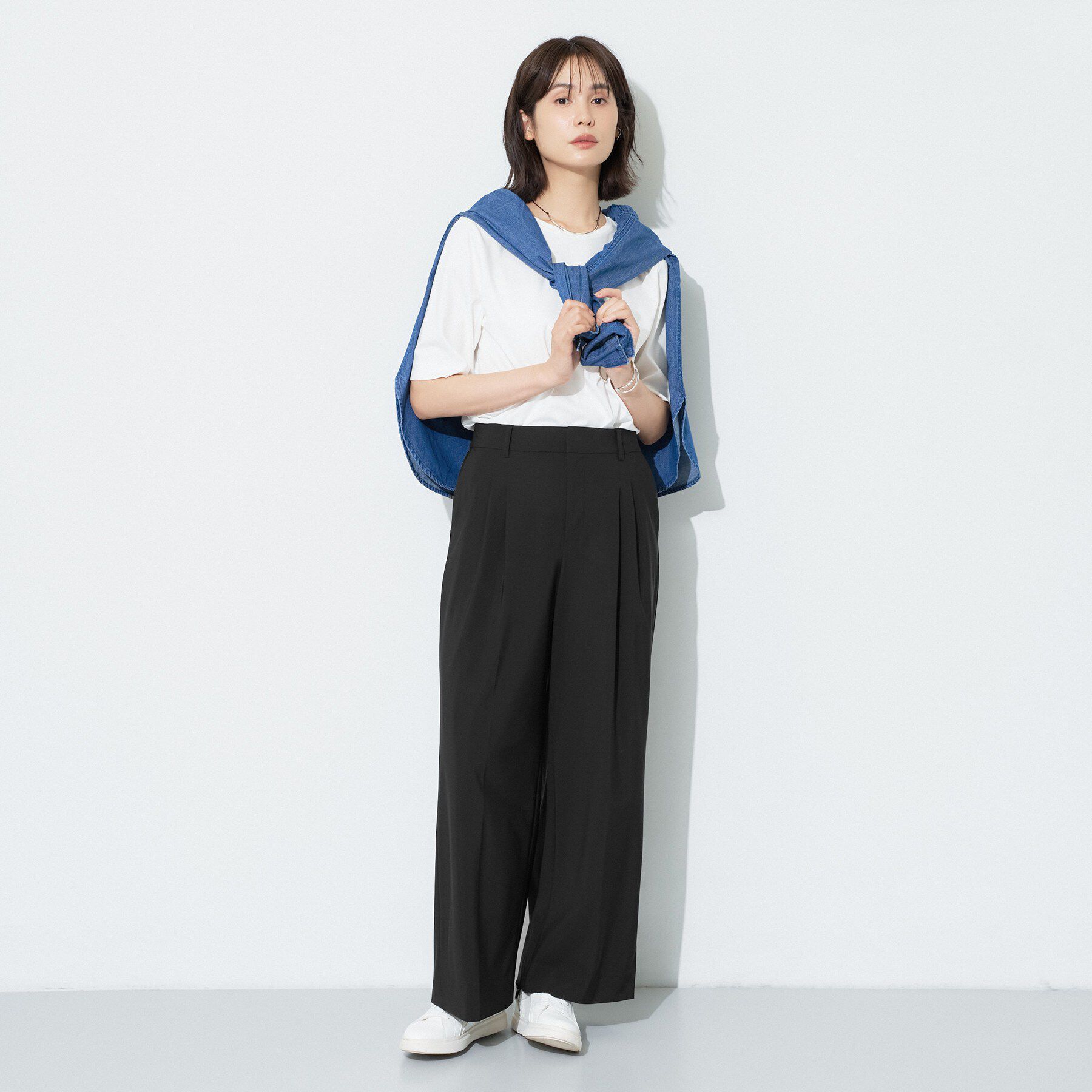 INDIVI「【高ストレッチ／撥水／接触冷感】リラックス タックワイドパンツ」|その他|
