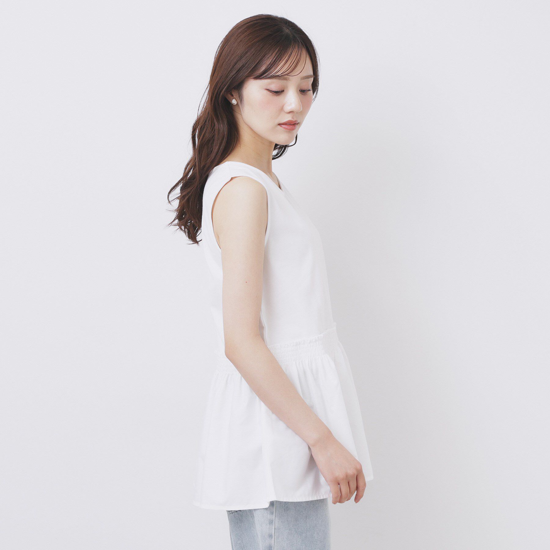 index「ノースリペプラムドッキングトップス【洗濯機洗い可／接触冷感】」|Tシャツ・カットソー|