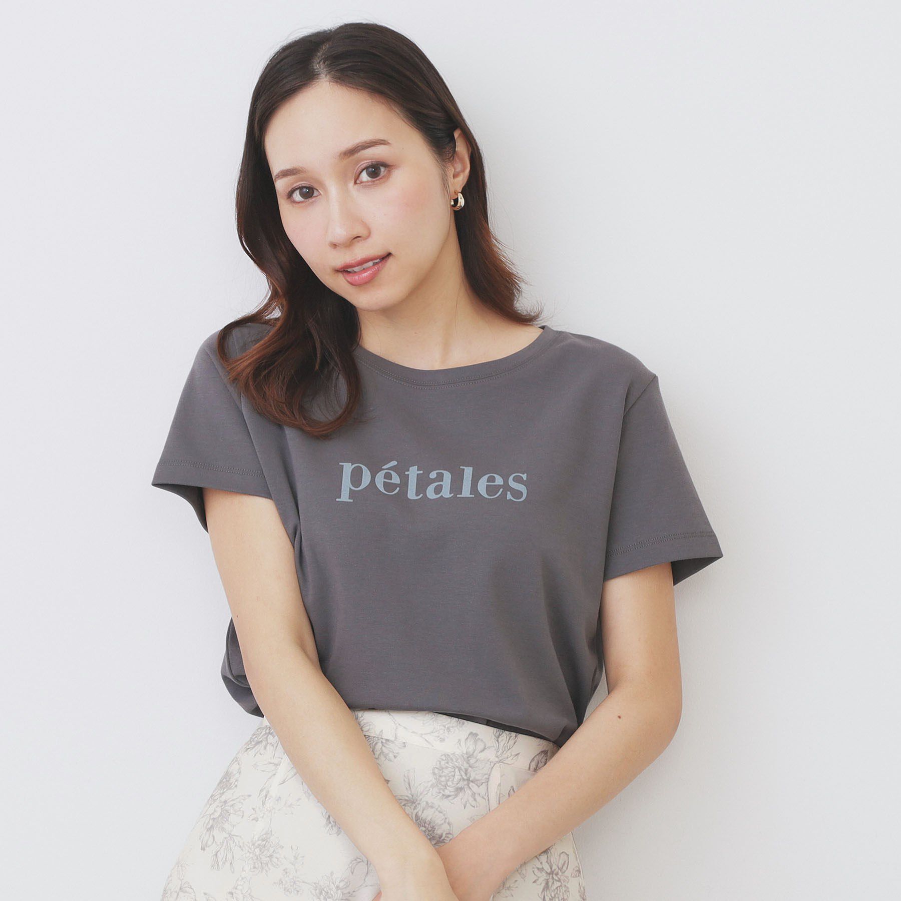 index「《S-LLサイズ》フロッキーロゴTシャツ【接触冷感／UVケア／洗濯機洗い可】」|Tシャツ・カットソー|チャコールグレー(0
