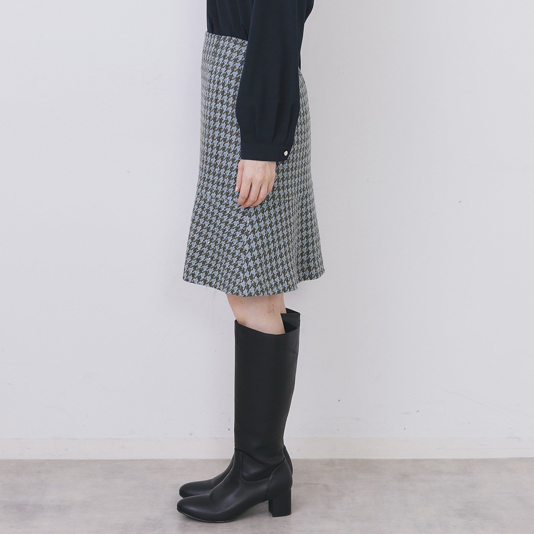 index「ラメスパンコール千鳥柄ペプラムミニスカート【洗濯機OK／イージーアイロン】」|スカート|