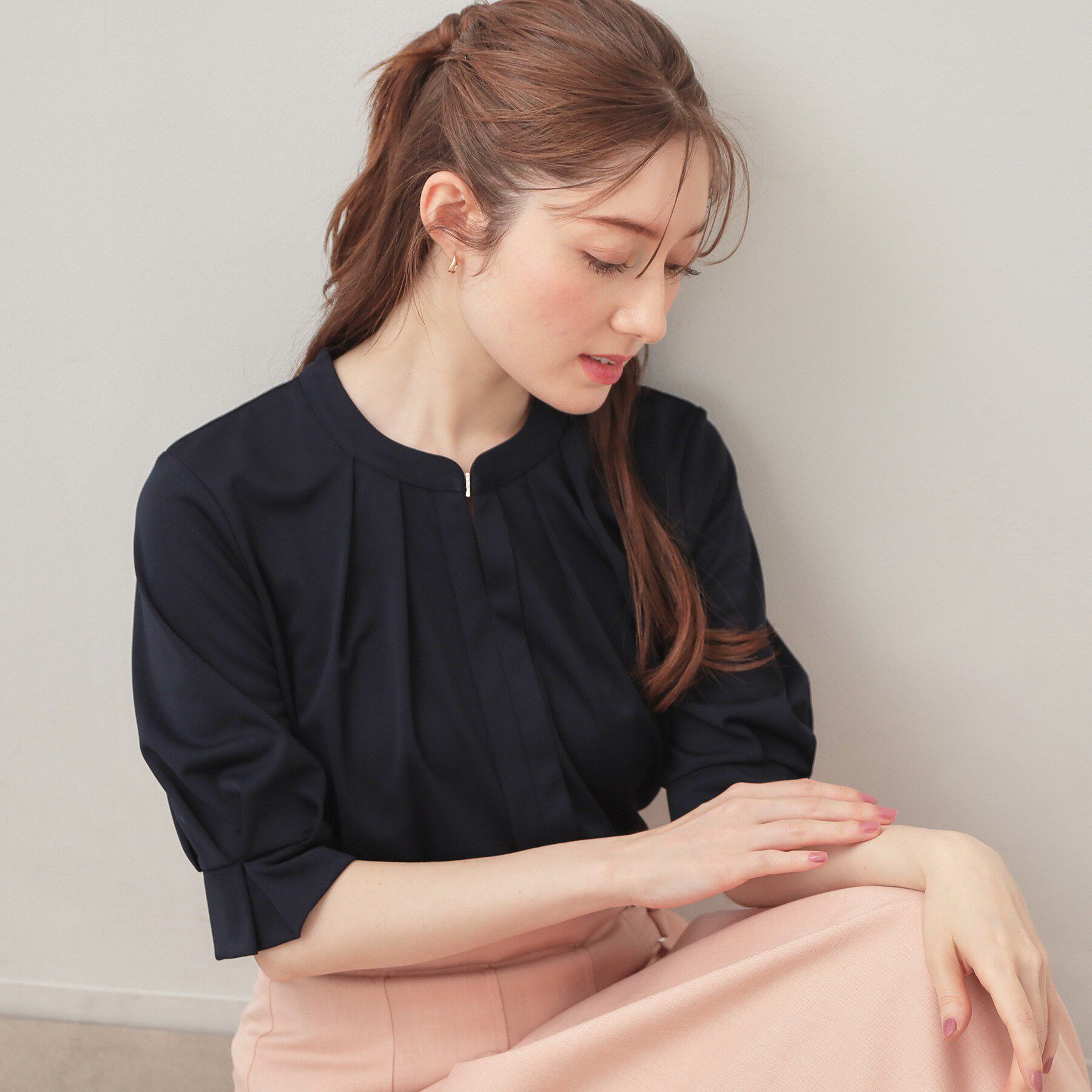 index「UV バンドカラートップス【洗濯機OK／吸水速乾／接触冷感】《S～3L／6col》」|Tシャツ・カットソー|ネイビー(894)