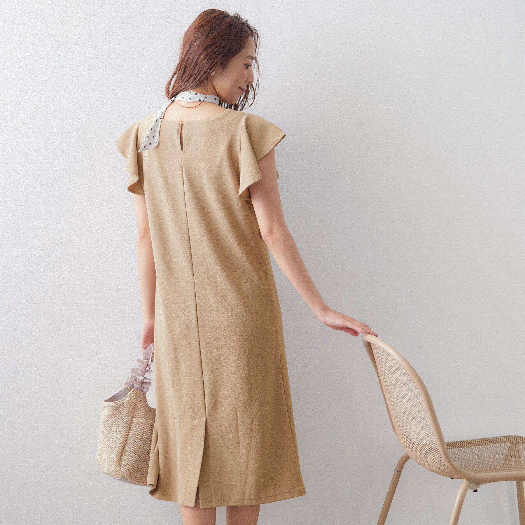 index「【接触冷感／吸水速乾】キーネックフレアスリーブワンピース《UV／洗濯機OK／ストレッチ》」|ワンピース|