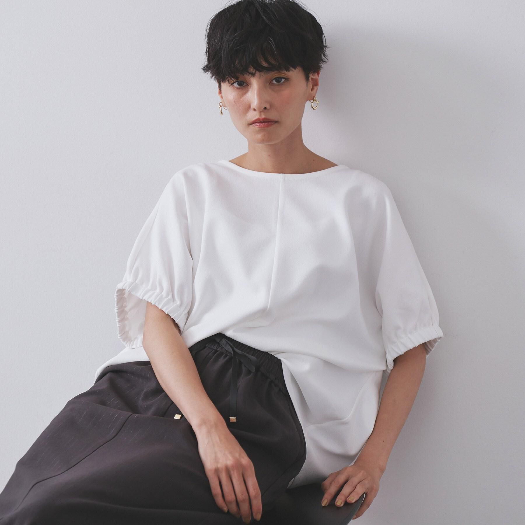 OPAQUE.CLIP「ギャザードルマンスリーブトップス【UV／吸水速乾／洗濯機洗い可】」|Tシャツ・カットソー|