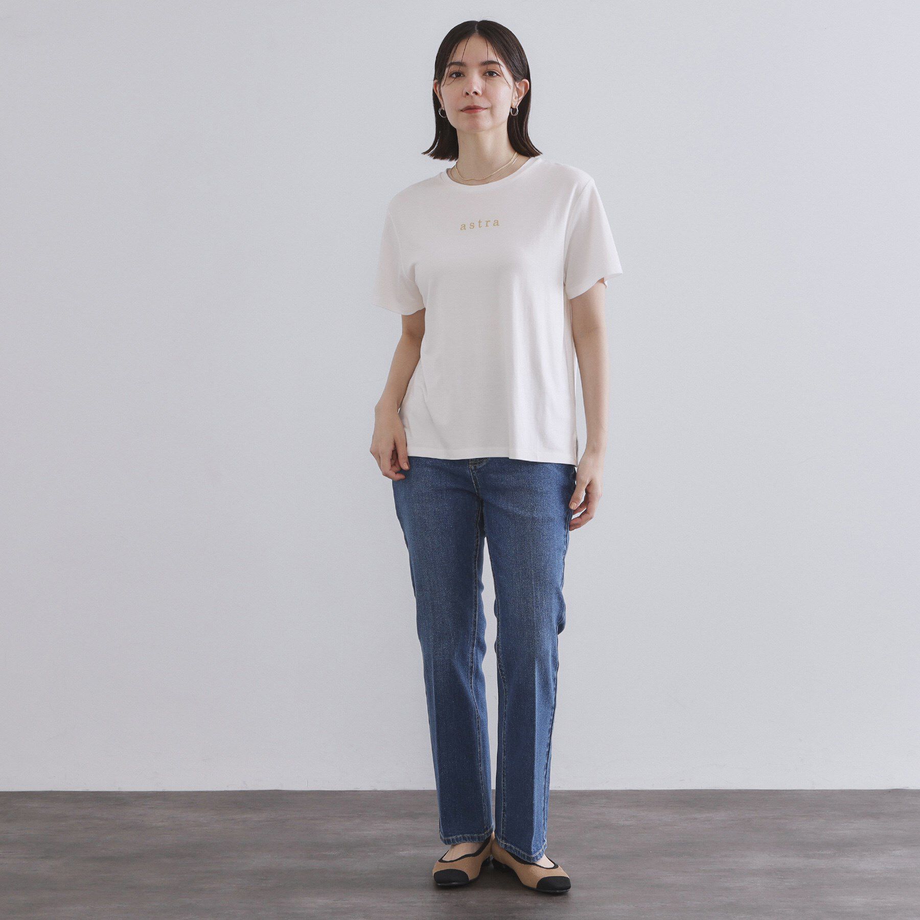 OPAQUE.CLIP「メタリック刺繍ロゴTシャツ【接触冷感／洗濯機洗い可】」|Tシャツ・カットソー|