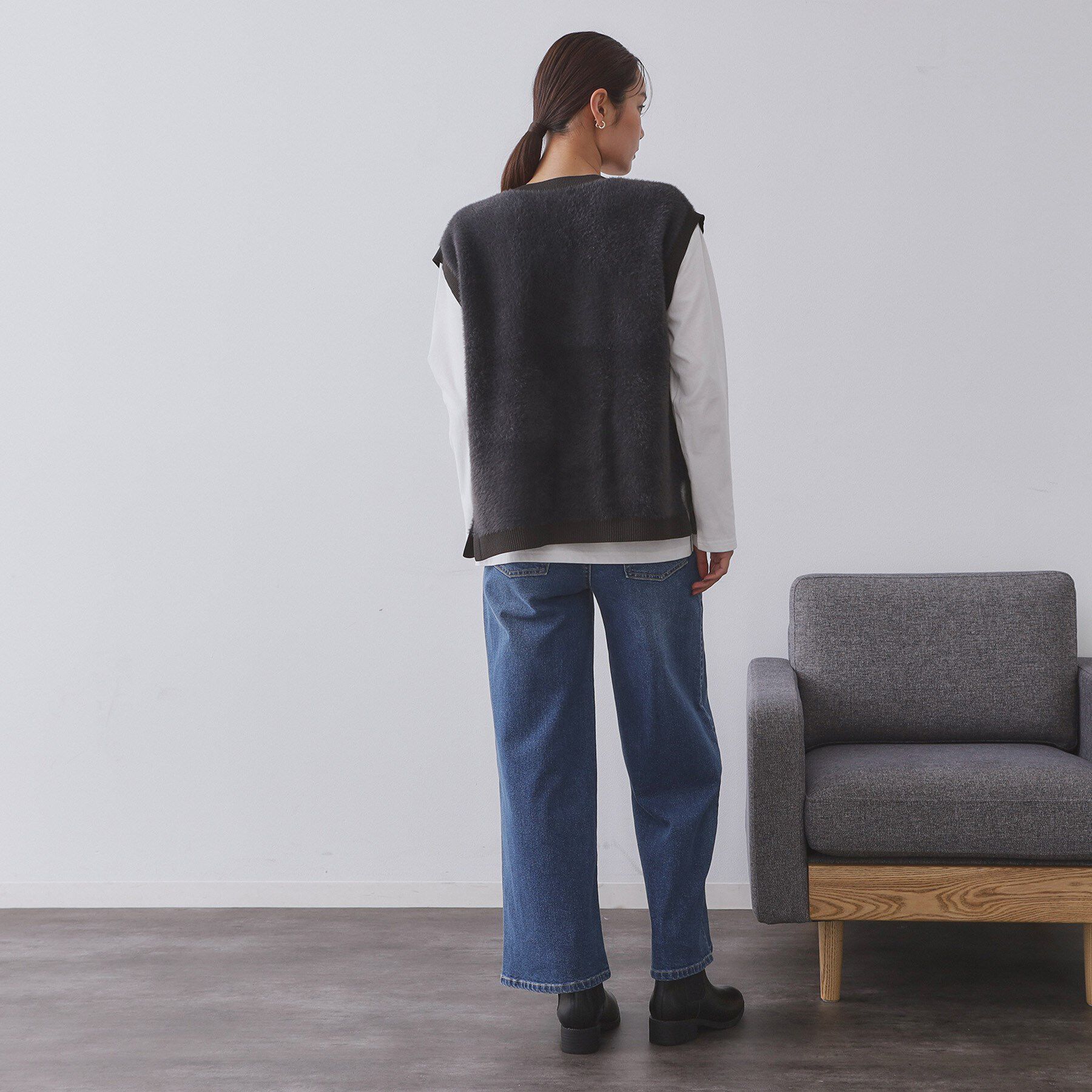 OPAQUE.CLIP「フェザーヤーンニットベスト【洗濯機OK／抗ピル】」|ニット・セーター|