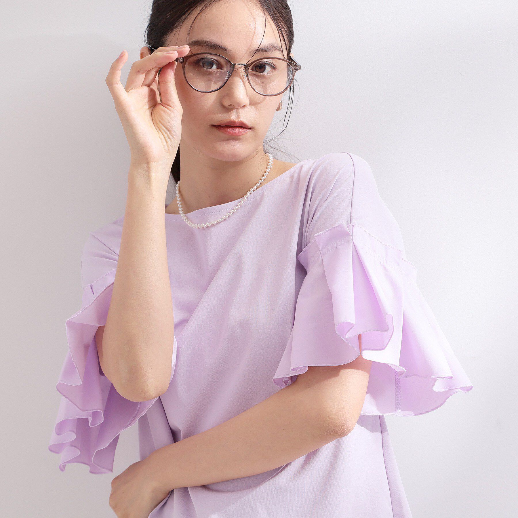 OPAQUE.CLIP「【接触冷感】タックスリーブカットソー《洗濯機OK》」|Tシャツ・カットソー|