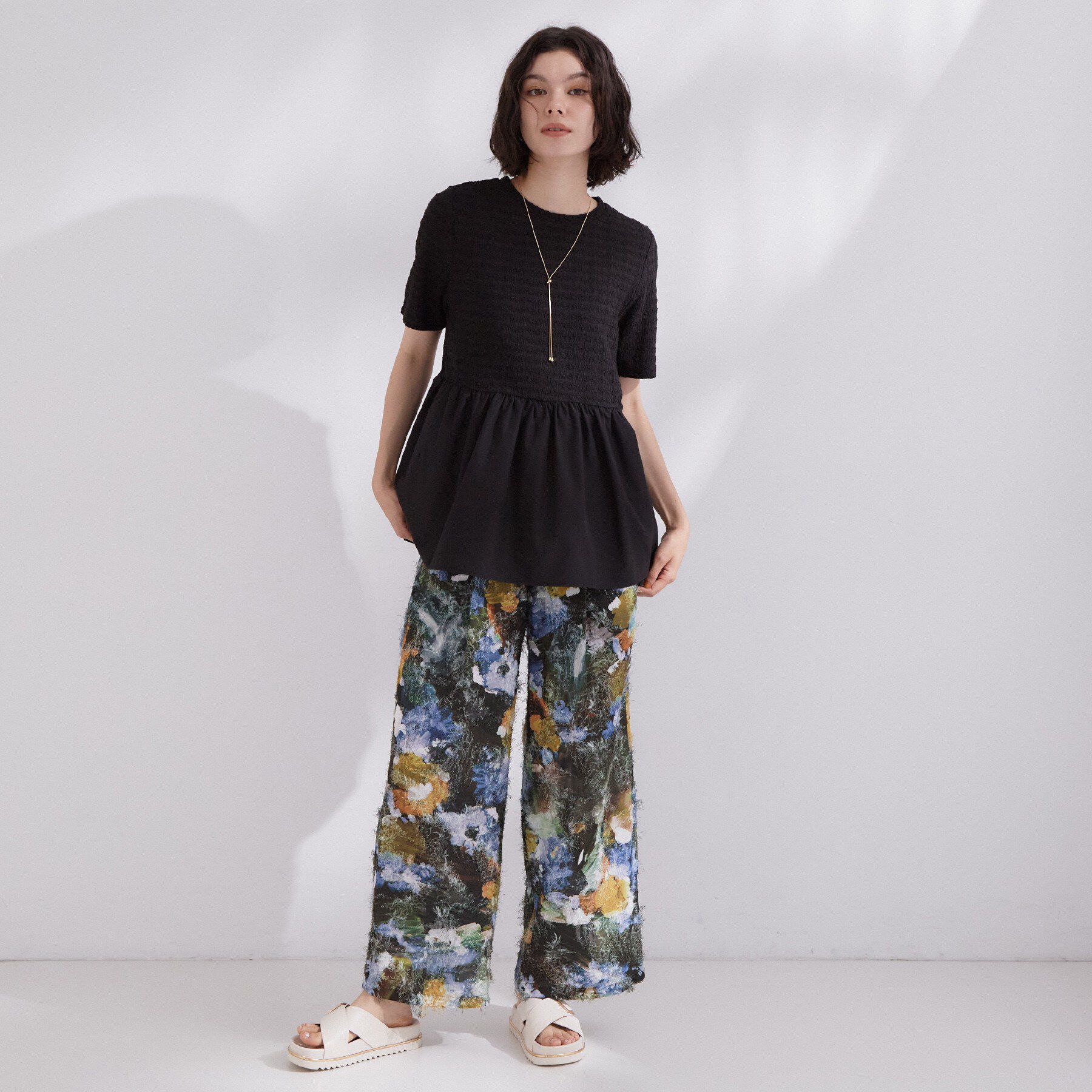 OPAQUE.CLIP「ジャカードドッキング ペプラムカットソー【洗濯機OK】」|Tシャツ・カットソー|